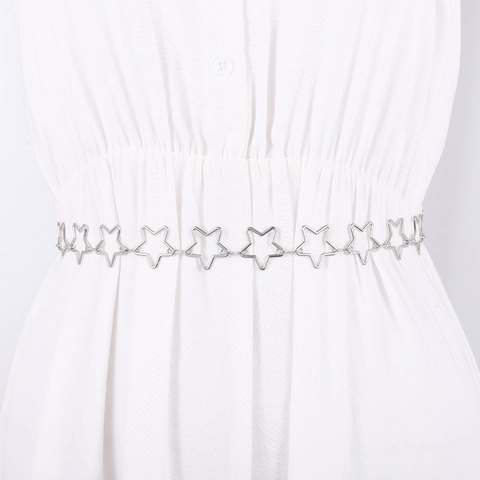 Catena da Vita in Metallo a Forma di Stella Traforata da Donna Cintura a Maglie in Lega Regolabile Accessorio Decorativo per Vestito Camicia
