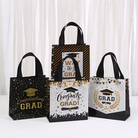 Abschlussfeier Geschenktüte Vliesstoff Congratulations Grad Tragetasche Mit Griff Für Partybevorzugungen Geschenkverpackung