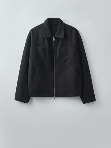 Giacca in Lana da Uomo Misto Poliestere Collo a Risvolto Doppia Cerniera Tasche Stile Lavoro Cappotto Capispalla Casual Ispessito per Uomo