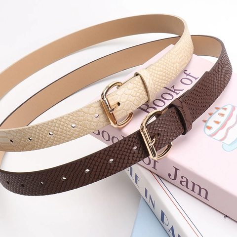 Vintage Snake Print PU Belt For Women High-End Minimalist Square Gold Alloy Buckle Decorative Waist Strap For Coats Dresses
