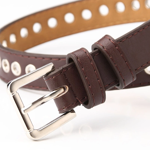 Cintura da Donna in Pelle PU con Occhielli Moda Cinturino a Occhielli Metallici Versatile Punk Cinturino in Vita con Fibbia per Jeans