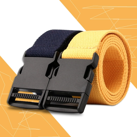 Ceinture Minimaliste en Toile pour Hommes Femmes Couleur Unie Ceinture de Taille Réglable Extérieur Avec Boucle en Plastique