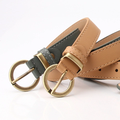 Women PU Leather Belt Elegant Round Alloy Pin Buckle Adjustable Fashion Waistband For Dress Coat Jeans Ladies Decorative Strap