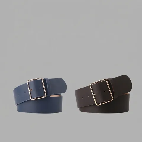 Cintura a Vita Larga in Pelle PU per Donna Fibbia ad Ardiglione Quadrata in Oro Vintage Semplice per Decorazione Vestiti Maglioni