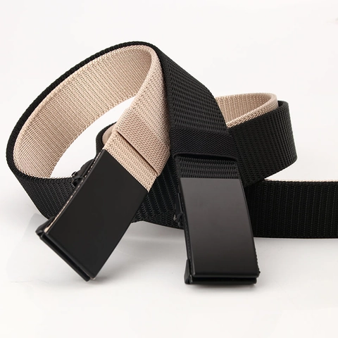 Cintura in Tela di Nylon da Uomo Con Fibbia Automatica in Lega Cinturino Intrecciato Casual Business Outdoor per Jeans