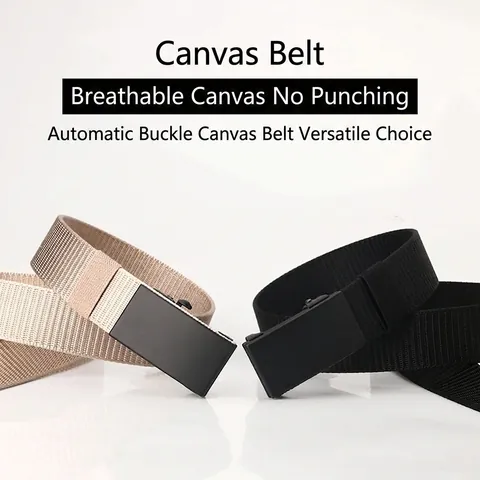 Cintura in Tela di Nylon da Uomo Con Fibbia Automatica in Lega Cinturino Intrecciato Casual Business Outdoor per Jeans