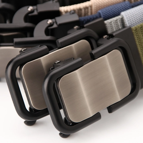 Cintura Uomo Casual in Nylon Intrecciato Con Fibbia Automatica in Lega Regolabile Tattica Outdoor Per Giovani