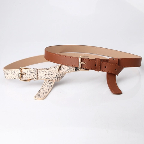 Cinturón Minimalista de Cuero PU para Mujer Hebilla Cuadrada de Aleación Moda Casual Pretina Estampado de Serpiente Color Sólido