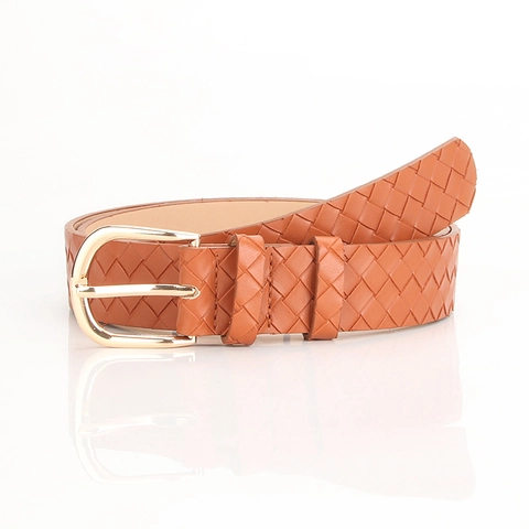 Cinturón Trenzado Vintage para Mujer Cuero Artificial Correa de Cintura Tejida Hebilla de Pasador de Aleación Accesorio de Jeans Casual