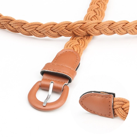 Cintura da Donna Intrecciata in Corda Cerata Vintage Sottile Intrecciata con Fibbia ad Ardiglione per Abito Casual