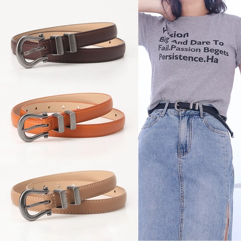 Cintura da Donna Vintage in Pelle Sintetica Con Fibbia in Lega Minimalista Versatile Cintura per Jeans Cintura Decorativa Casual
