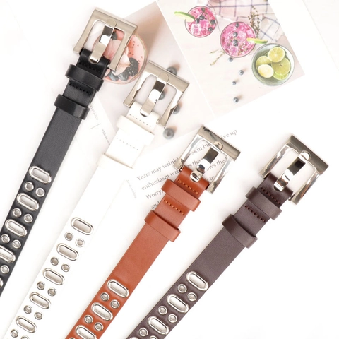 Punk Kunstleder Hohlöse Gürtel Für Damen Gothic Neutral Perforierter Bund Mit Legierung Dornschließe Streetwear Accessoire