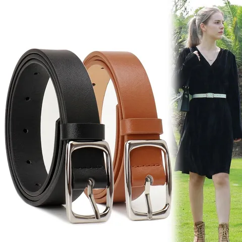 Mode PU Leder Gürtel Für Damen Eleganter Dornschnalle Hüftgürtel Für Jeans Kleider Minimalistisch Einfarbig Damen Gürtel