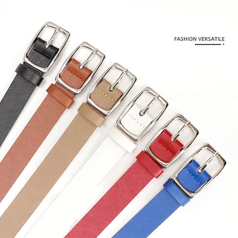 Mode PU Leder Gürtel Für Damen Eleganter Dornschnalle Hüftgürtel Für Jeans Kleider Minimalistisch Einfarbig Damen Gürtel
