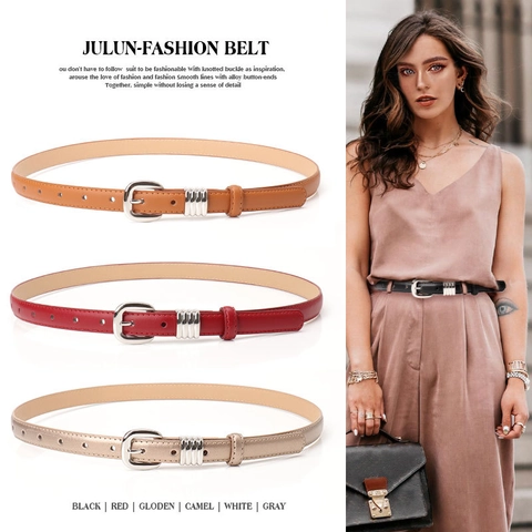 Ceinture Fine en Similicuir pour Femmes Avec Boucle à Ardillon en Alliage Minimaliste Couleur Unie Ceinture pour Jeans Robes Bijoux Femme