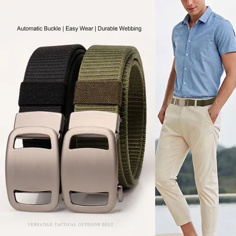 Cintura Tattica da Uomo in Nylon Con Fibbia Automatica in Lega Ispessita Cintura da Allenamento Militare Outdoor Cintura Casual Unisex
