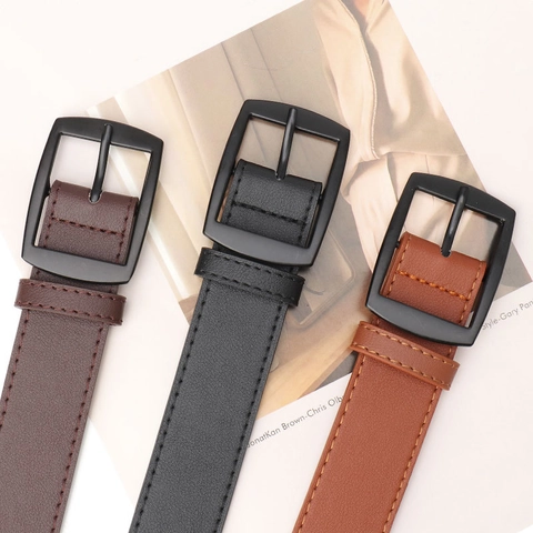Ceinture en Cuir Synthétique Mode Décontracté Avec Boucle à Ardillon en Alliage Pour Hommes Femmes Couture Minimaliste Ceinture Ajustable Pour Jeans