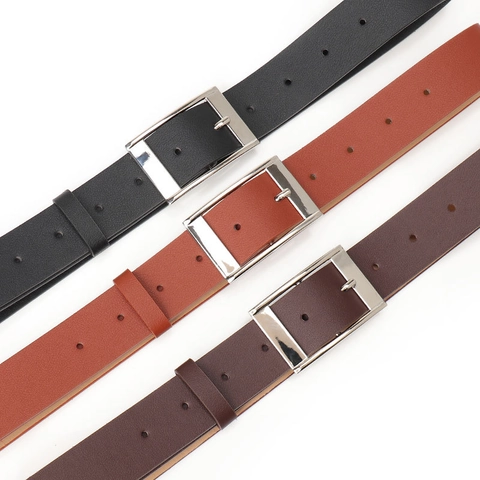 Unisex Fashion Square Buckle PU Leather Belt Casual Simple All-match Jeans Waistband For Men Women Solid Color Accessory