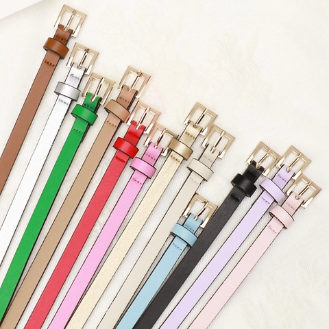 Women Thin Synthetic Leather Belt Versatile Fashion Waist Strap With Alloy Square Pin Buckle For Dress Suit Decorative Belt