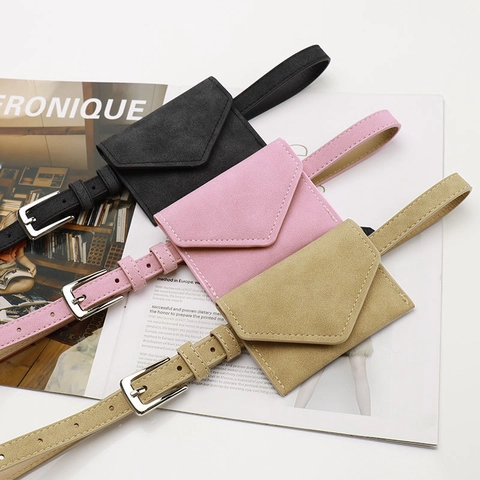 Damen Vintage Kunstleder Gürtel Mit Abnehmbarer Mini Umschlag Gürteltasche Mode Vielseitiger Bund Für Kleider Schmale Schnalle