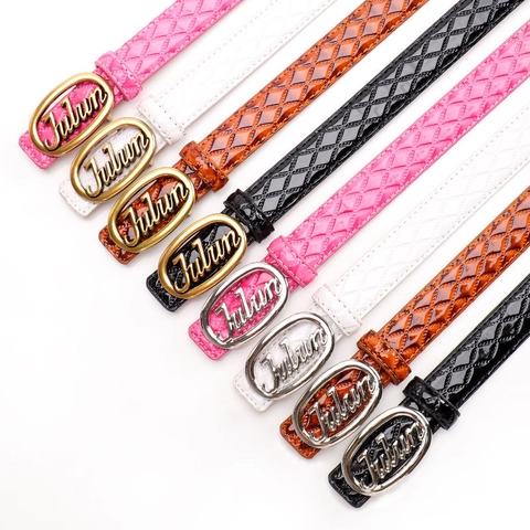 Cintura da Donna in Pelle Artificiale Lucida con Motivo a Diamante Fibbia Ovale in Lega Elegante Cinturino per Jeans e Completi