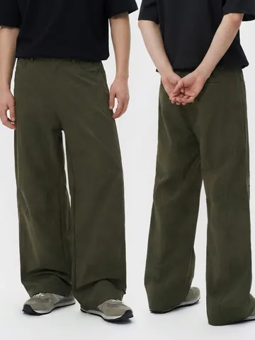 Pantaloni Casual Uomo in Poliestere Vintage Gamba Dritta Larga Retro Invecchiato Lavato Tinta Unita Streetwear Moda Lunghi