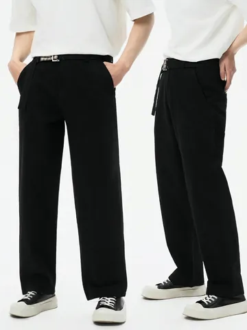 Pantaloni Uomo Casual in Cotone a Gamba Dritta Con Cintura Vestibilità Larga Primavera Estate Tinta Unita Traspirante Moda Pantaloni
