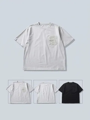 Camiseta de Mezcla de Algodón Casual para Hombre Ajuste Holgado Diseño de Bolsillo Color Sólido Cuello Redondo Top Urban Style