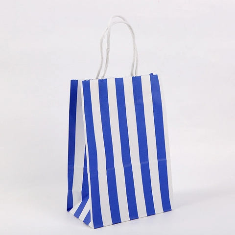 Bolsas de Regalo de Papel Kraft con Rayas Verticales y Asas para Compras Fiesta Boda Bolsas de Embalaje de Papel Coloridas