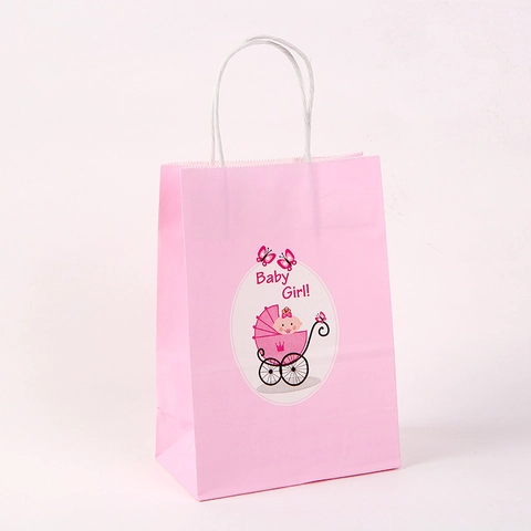 Kraftpapier Baby Geschenktüte Cartoon Säugling Kleidung Verpackungsbeutel Tragbare Handgehaltene Tasche Für Babyparty