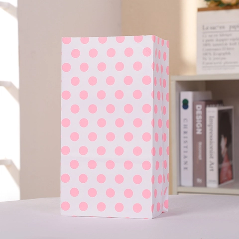 Sac Cadeau en Papier Kraft Avec Autocollants Motif Pois Verts Pour Emballage Bonbons Nourriture Fête Sac de Faveur