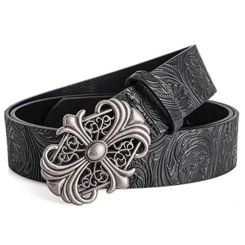 Cintura in Pelle PU Vintage da Donna Con Marsupio Set Motivo Floreale Goffrato Gothic Punk Fibbia a Croce in Lega
