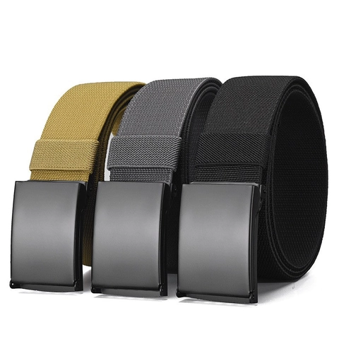 Cintura Elastica Intrecciata da Uomo Con Fibbia Liscia in Ferro Regolabile per Jeans Accessori Casual Outdoor Tattico