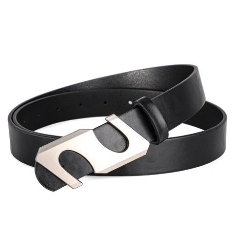 Cintura da Donna con Fibbia ad Ardiglione a S Sottile Tinta Unita in Pelle PU per Jeans Accessorio Stile Casual Versatile