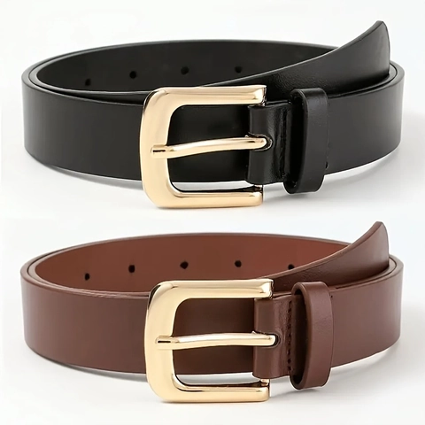 Women Minimalist PU Leather Belt High-end Metal Pin Buckle Waist Strap Fashion Casual Decorative Jeans Belt For Ladies
