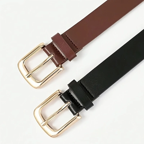 Women Minimalist PU Leather Belt High-end Metal Pin Buckle Waist Strap Fashion Casual Decorative Jeans Belt For Ladies