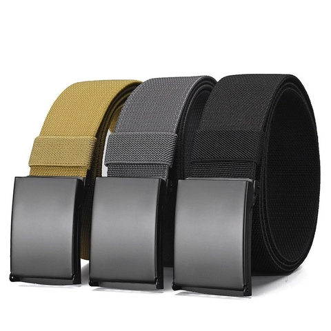 Men's Stretch Braided Belt With Iron Smooth Buckle Tactical Outdoor Adjustable Elastic Woven Waistband For Jeans Casual Accessories