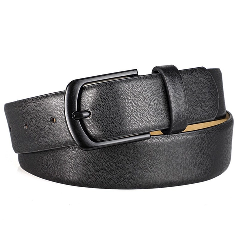 Ceinture pour Homme en Cuir PU Avec Boucle à Ardillon en Alliage Motif Litchi Classique Décontractée Business