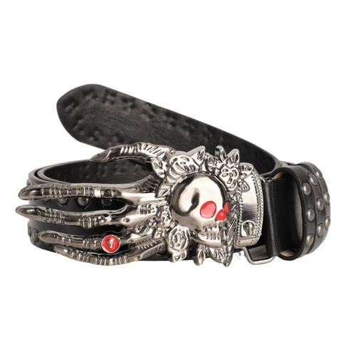 Cinturón de Hebilla de Calavera Gothic Punk Rock para Hombres Mujeres Tachonado Remache de Cuero PU Cintura Y2K Dark Streetwear Moda Decorativa Jeans