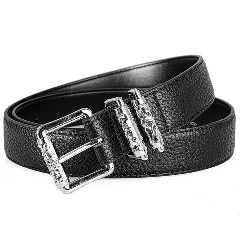 Cintura in Pelle PU Gotica Vintage Uomo Donna Motivo a Vite Traforato Inciso Fibbia in Lega Texture Litchi Cintura alla Moda Cinturino Decorativo Jeans Punk