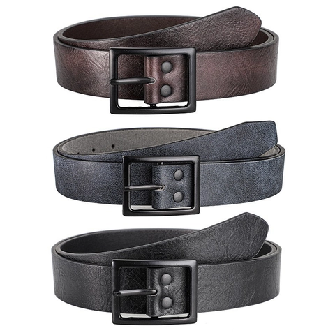 Herren Vintage PU-Leder Gürtel Mit Legierung Dornschnalle Lässig Business Mode Bund Vielseitiger Jeans Hosen Gürtel Für Herren