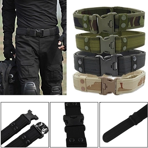 Cintura Tattica in Tela Resistente da Uomo con Fibbia in Plastica a Sgancio Rapido Militare Esterna Regolabile