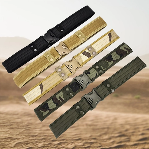 Cintura Tattica in Tela Resistente da Uomo con Fibbia in Plastica a Sgancio Rapido Militare Esterna Regolabile