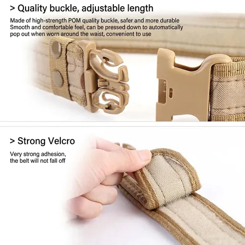 Tactical Belt For Men Outdoor Military Camouflage Oxford Cloth Waist Belt With Quick Release Plastic Buckle Durable Adjustable Belt
