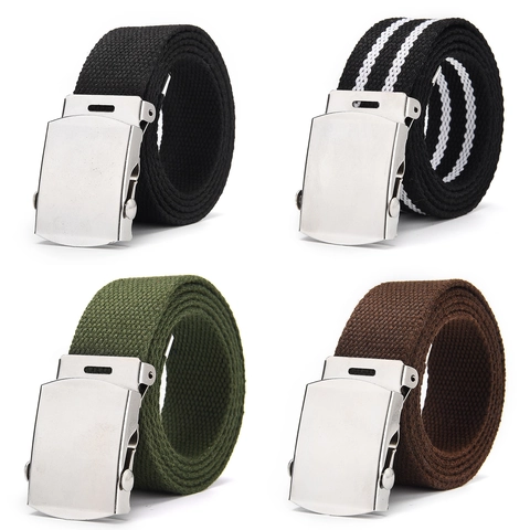 Cintura Tattica in Tela Casual per Uomo Donna Cintura in Tessuto a Tinta Unita Con Fibbia Automatica in Metallo Cintura per Pantaloni da Addestramento Militare