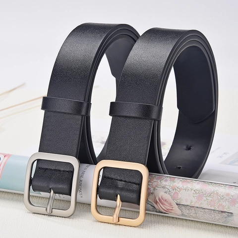Vintage Slim Faux Leather Belt For Men Women Universal Retro Solid Color Alloy Pin Buckle Waist Belt For Jeans Trouser