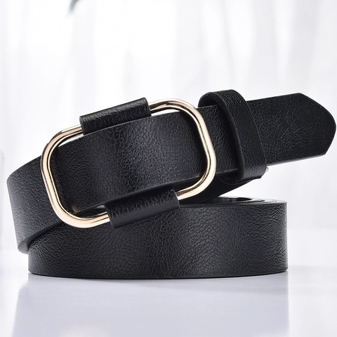 Cintura da Donna Minimalista in Pelle PU Con Fibbia in Lega Senza Fori Grana Litchi Per Jeans Quotidiano Decorativa
