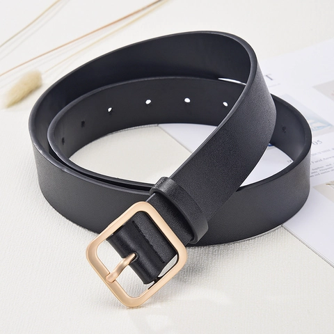 Vintage Slim Faux Leather Belt For Men Women Universal Retro Solid Color Alloy Pin Buckle Waist Belt For Jeans Trouser