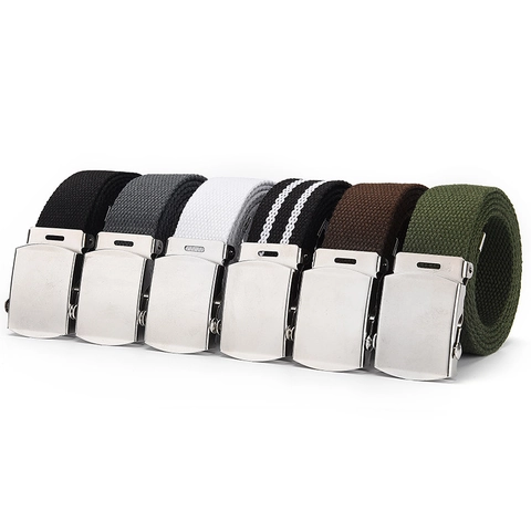 Cintura In Tela Unisex Fibbia Lissa Metallo Tessuto Militare Tattico Casual Cintura Per Uomo Donna Moda Jeans Pantaloni Accessori
