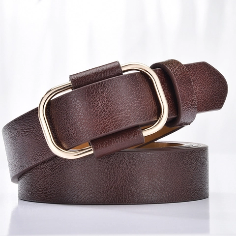 Women's Minimalist Holeless PU Leather Belt Versatile Jeans Accessory With Rectangular Alloy Buckle Korean Fashion Waistband Plain Solid Color